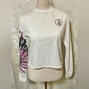 Volcom White Long Sleeve Crop Top